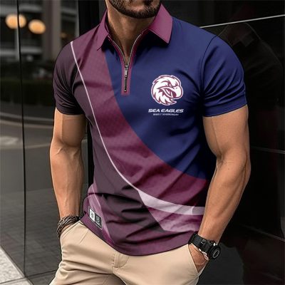 NRL Manly Warringah Sea Eagles Personalized Zip Polo Shirt Gift For Fans