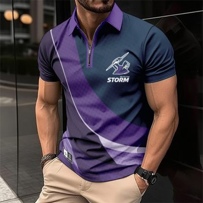 NRL Melbourne Storm Personalized Zip Polo Shirt Gift For Fans