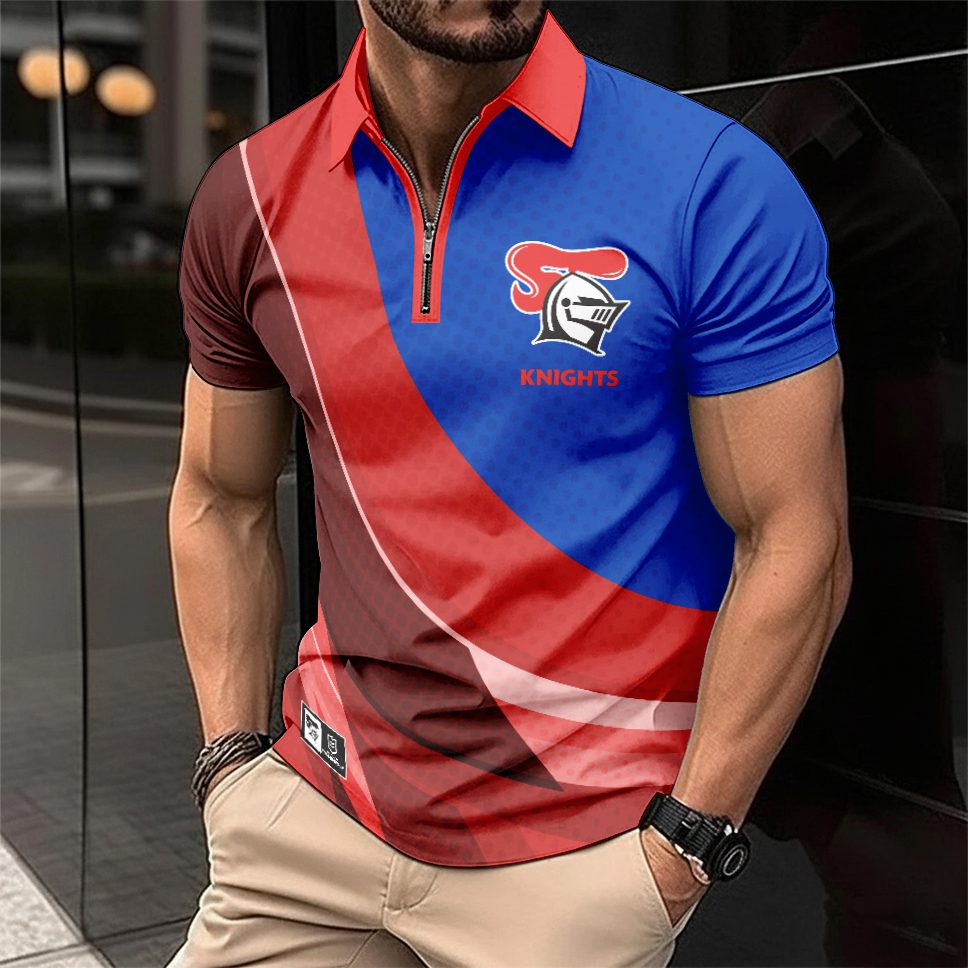 NRL Newcastle Knights Personalized Zip Polo Shirt Gift For Fans NRL Newcastle Knights Personalized Zip Polo Shirt Gift For Fans