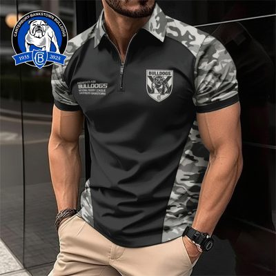 NRL Canterbury-Bankstown Bulldogs Personalized Zip Polo Shirt Gift For Fans