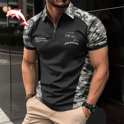 NRL Dolphins Personalized Zip Polo Shirt Gift For Fans