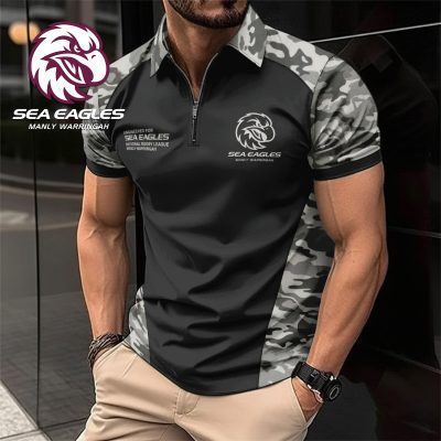 NRL Manly Warringah Sea Eagles Personalized Zip Polo Shirt Gift For Fans