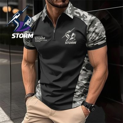 NRL Melbourne Storm Personalized Zip Polo Shirt Gift For Fans