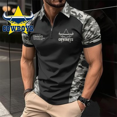NRL North Queensland Cowboys Personalized Zip Polo Shirt Gift For Fans