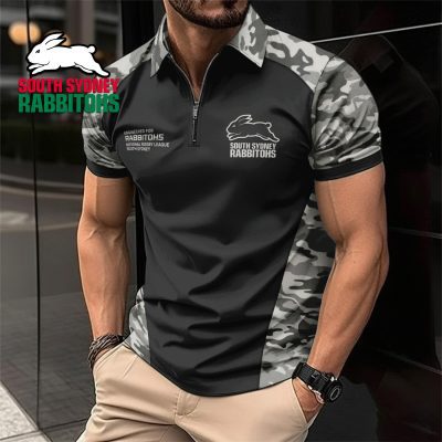 NRL South Sydney Rabbitohs Personalized Zip Polo Shirt Gift For Fans