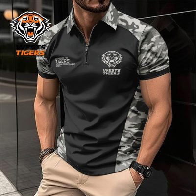 NRL Wests Tigers Personalized Zip Polo Shirt Gift For Fans