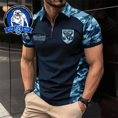 NRL Canterbury-Bankstown Bulldogs Personalized Zip Polo Shirt Gift For Fans
