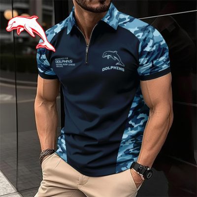 NRL Dolphins Personalized Zip Polo Shirt Gift For Fans