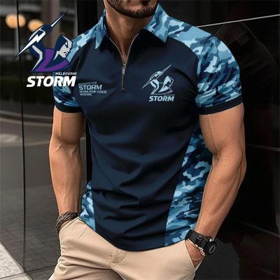 NRL Melbourne Storm Personalized Zip Polo Shirt Gift For Fans