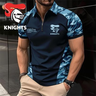 NRL Newcastle Knights Personalized Zip Polo Shirt Gift For Fans