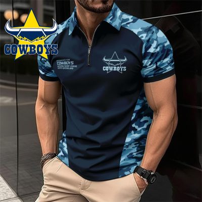 NRL North Queensland Cowboys Personalized Zip Polo Shirt Gift For Fans