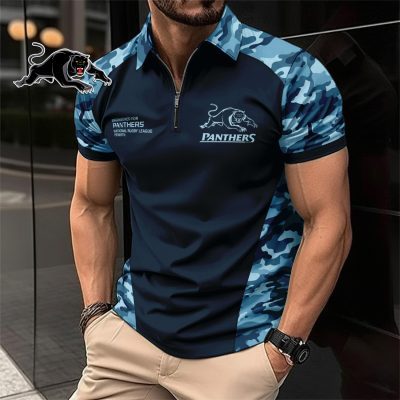 NRL Penrith Panthers Personalized Zip Polo Shirt Gift For Fans