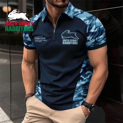NRL South Sydney Rabbitohs Personalized Zip Polo Shirt Gift For Fans