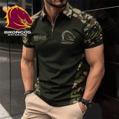 NRL Brisbane Broncos Personalized Zip Polo Shirt Gift For Fans