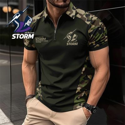 NRL Melbourne Storm Personalized Zip Polo Shirt Gift For Fans