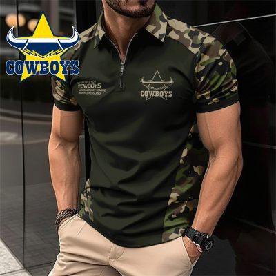 NRL North Queensland Cowboys Personalized Zip Polo Shirt Gift For Fans