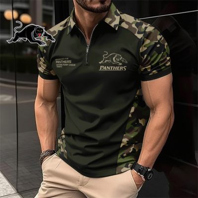 NRL Penrith Panthers Personalized Zip Polo Shirt Gift For Fans