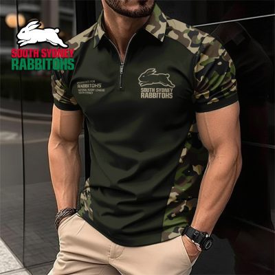NRL South Sydney Rabbitohs Personalized Zip Polo Shirt Gift For Fans