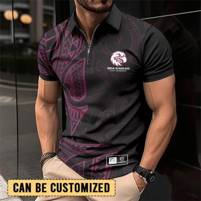 NRL Manly Warringah Sea Eagles Personalized Zip Polo Shirt Gift For Fans