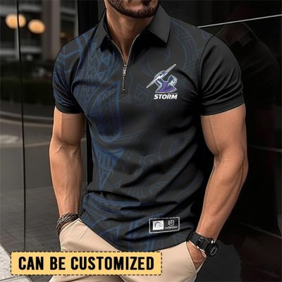 NRL Melbourne Storm Personalized Zip Polo Shirt Gift For Fans