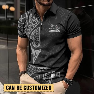 NRL Penrith Panthers Personalized Zip Polo Shirt Gift For Fans