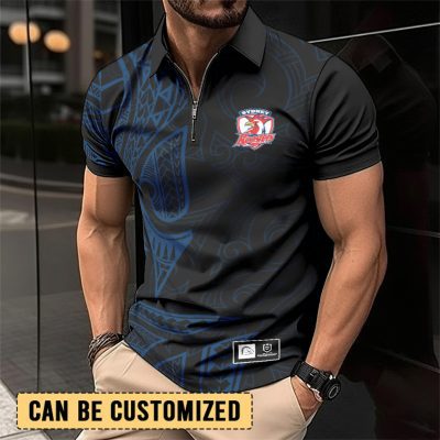 NRL Sydney Roosters Personalized Zip Polo Shirt Gift For Fans