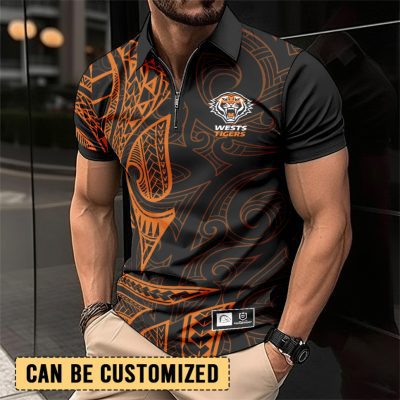 NRL Wests Tigers Personalized Zip Polo Shirt Gift For Fans