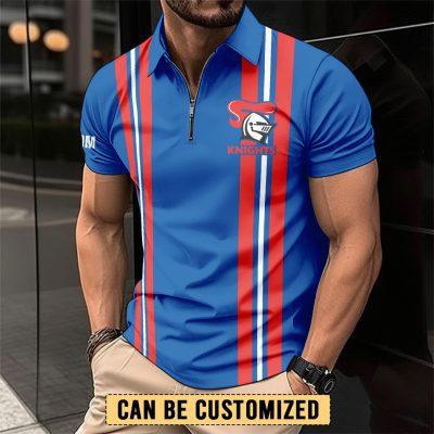 NRL Newcastle Knights Personalized Zip Polo Shirt Gift For Fans