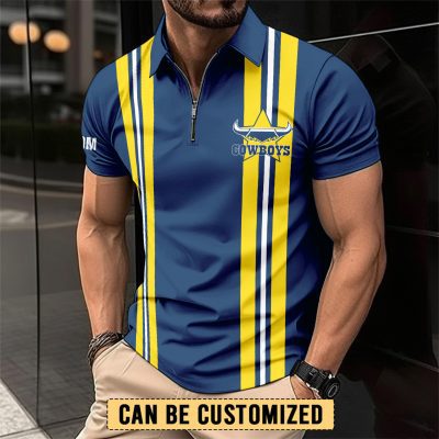 NRL North Queensland Cowboys Personalized Zip Polo Shirt Gift For Fans