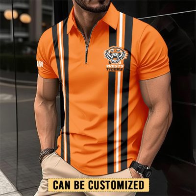 NRL Wests Tigers Personalized Zip Polo Shirt Gift For Fans