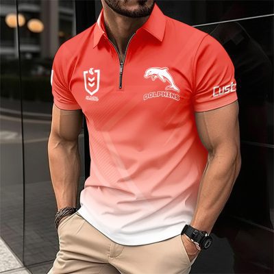 NRL Dolphins Personalized Zip Polo Shirt Gift For Fans