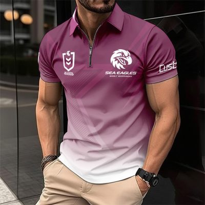 NRL Manly Warringah Sea Eagles Personalized Zip Polo Shirt Gift For Fans