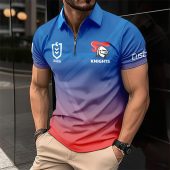 NRL Newcastle Knights Personalized Zip Polo Shirt Gift For Fans