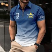 NRL North Queensland Cowboys Personalized Zip Polo Shirt Gift For Fans