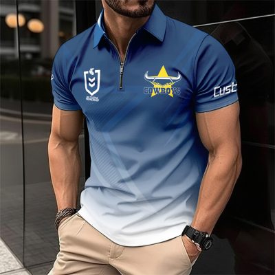 NRL North Queensland Cowboys Personalized Zip Polo Shirt Gift For Fans