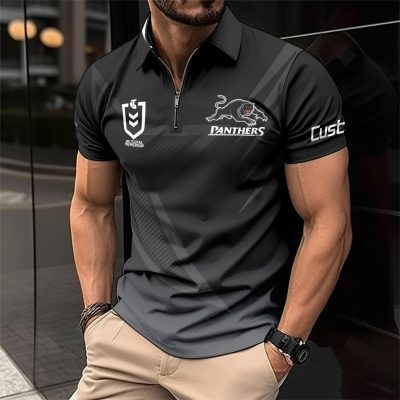 NRL Penrith Panthers Personalized Zip Polo Shirt Gift For Fans