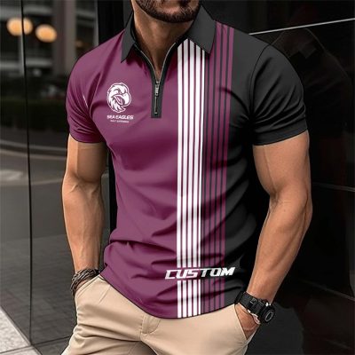 NRL Manly Warringah Sea Eagles Personalized Zip Polo Shirt Gift For Fans
