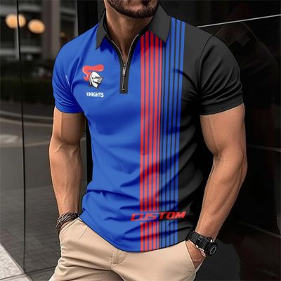 NRL Newcastle Knights Personalized Zip Polo Shirt Gift For Fans