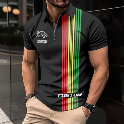 NRL Penrith Panthers Personalized Zip Polo Shirt Gift For Fans