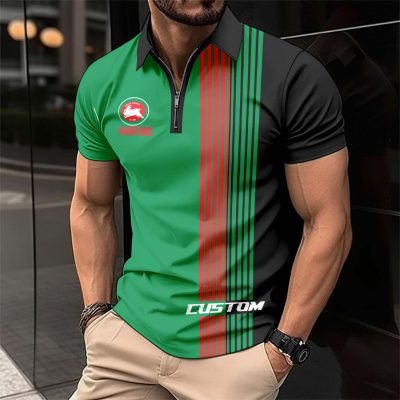 NRL South Sydney Rabbitohs Personalized Zip Polo Shirt Gift For Fans