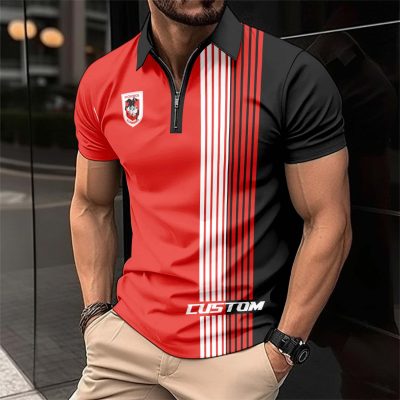 NRL St. George Illawarra Dragons Personalized Zip Polo Shirt Gift For Fans