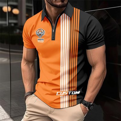 NRL Wests Tigers Personalized Zip Polo Shirt Gift For Fans