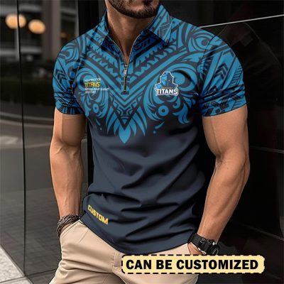 NRL Gold Coast Titans Personalized Zip Polo Shirt Gift For Fans