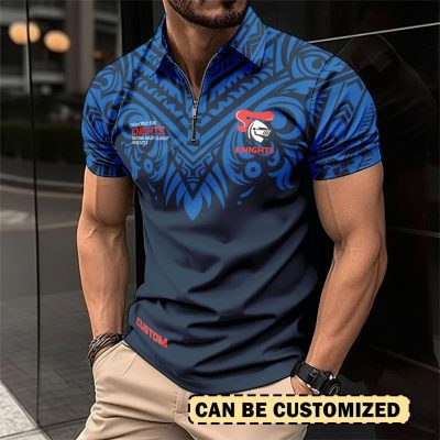 NRL Newcastle Knights Personalized Zip Polo Shirt Gift For Fans