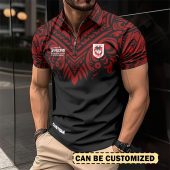 NRL St. George Illawarra Dragons Personalized Zip Polo Shirt Gift For Fans