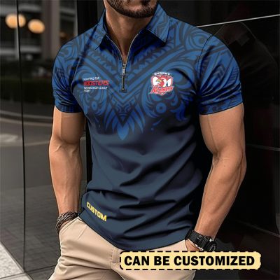NRL Sydney Roosters Personalized Zip Polo Shirt Gift For Fans