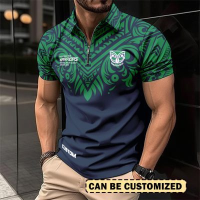 NRL New Zealand Warriors Personalized Zip Polo Shirt Gift For Fans