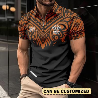 NRL Wests Tigers Personalized Zip Polo Shirt Gift For Fans