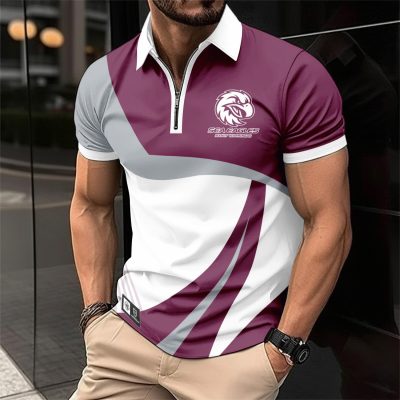 NRL Manly Warringah Sea Eagles Personalized Zip Polo Shirt Gift For Fans
