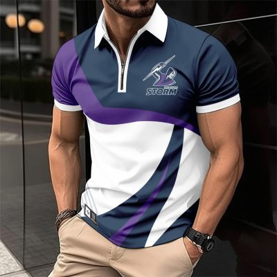 NRL Melbourne Storm Personalized Zip Polo Shirt Gift For Fans